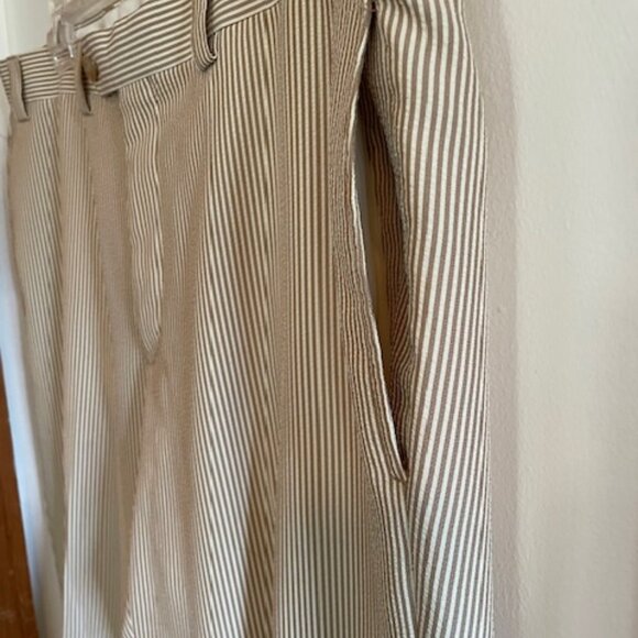 RALPH LAUREN Tan White Seersucker Flat Front Trousers 36x30 - Picture 6 of 16